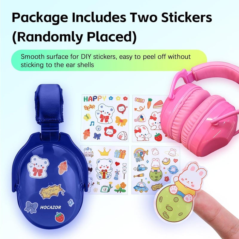 Hocazor 2 Pack HZ015 Kids Ear Protection Safety Earmuffs Durable Noise Cancelling Headphones, full pink+navy blue - Image 4
